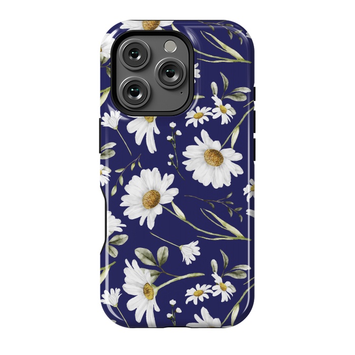 iPhone 16 Pro StrongFit White Watercolor Flowers 2 by Bledi