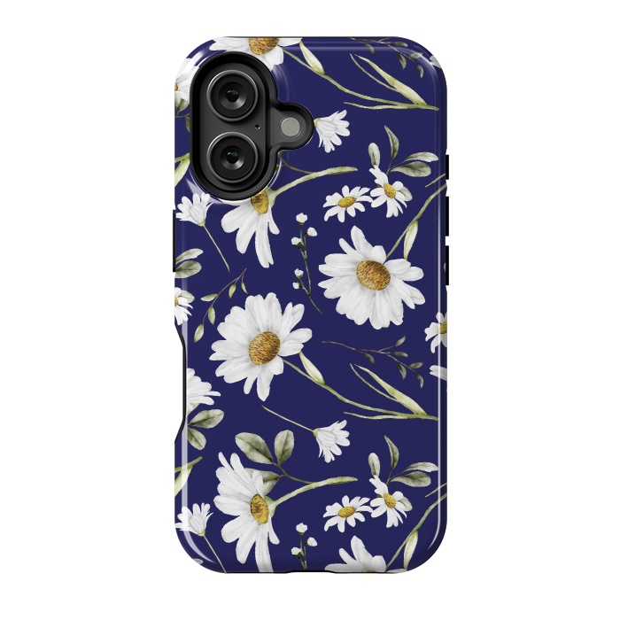 iPhone 16 StrongFit White Watercolor Flowers 2 by Bledi