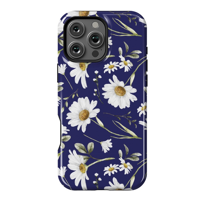 iPhone 16 Pro Max StrongFit White Watercolor Flowers 2 by Bledi