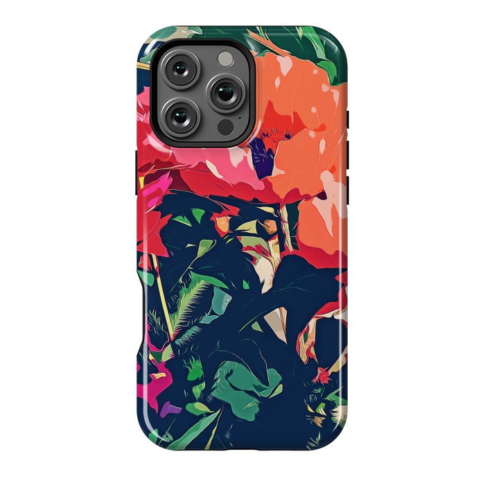 iPhone 16 Pro Max StrongFit Where Darkness Blooms, Dark Floral Botanical Painting, Eclectic Blush Plants Garden Nature Flowers by Uma Prabhakar Gokhale