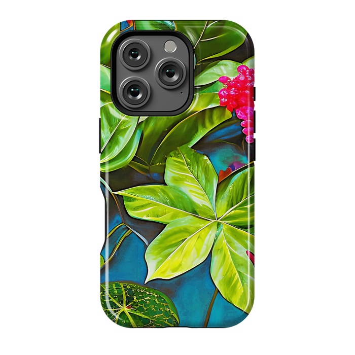 iPhone 16 Pro StrongFit Bloom Like Never Before, Botanical Nature Jungle Plants, Bohemian Floral Blossom Forest Painting by Uma Prabhakar Gokhale