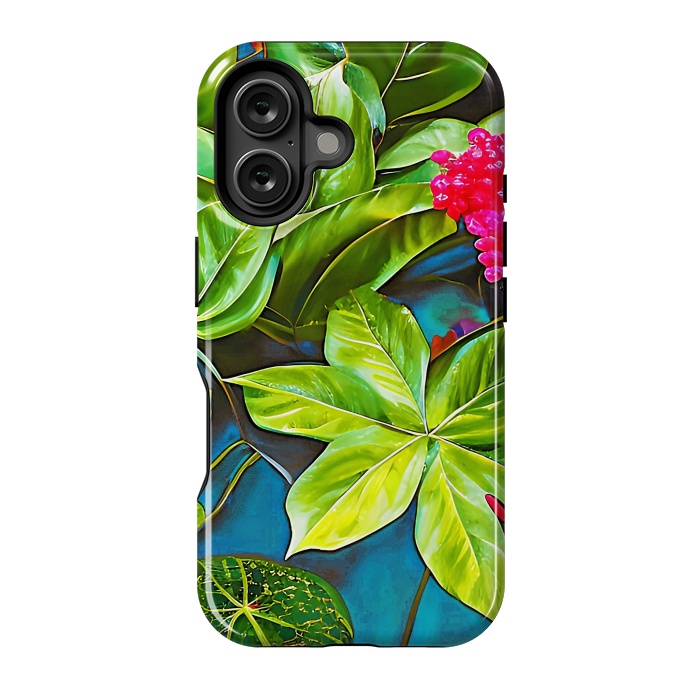 iPhone 16 StrongFit Bloom Like Never Before, Botanical Nature Jungle Plants, Bohemian Floral Blossom Forest Painting by Uma Prabhakar Gokhale