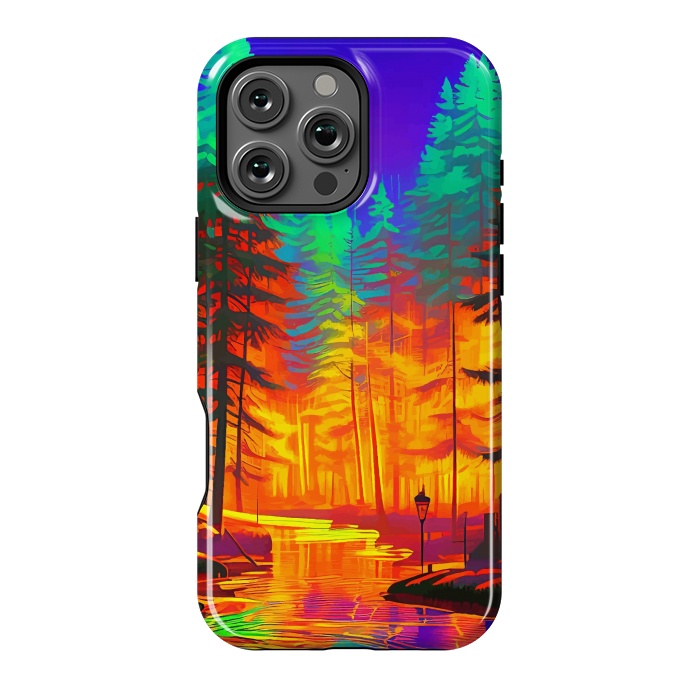 iPhone 16 Pro Max StrongFit The Neon Mirage, Forest Trees Nature, Eclectic Electric Pop Art, Colorful Bright Contemporary Modern by Uma Prabhakar Gokhale