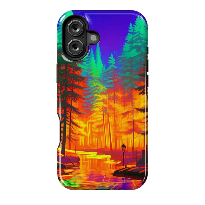 iPhone 16 Plus StrongFit The Neon Mirage, Forest Trees Nature, Eclectic Electric Pop Art, Colorful Bright Contemporary Modern by Uma Prabhakar Gokhale