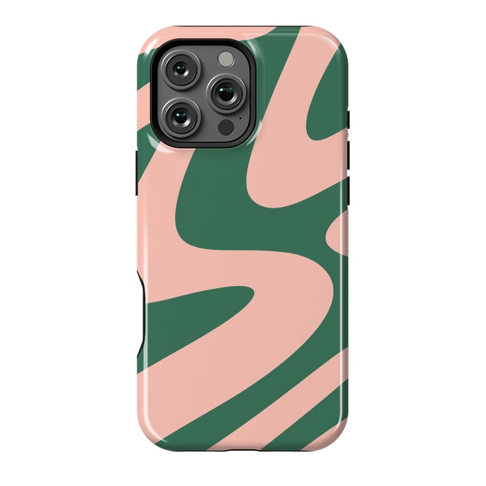 iPhone 16 Pro Max StrongFit Liquid Retro Groovy Green Blush by ArtPrInk