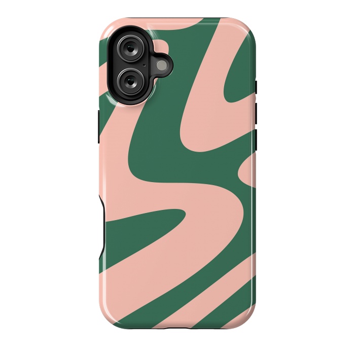 iPhone 16 Plus StrongFit Liquid Retro Groovy Green Blush by ArtPrInk