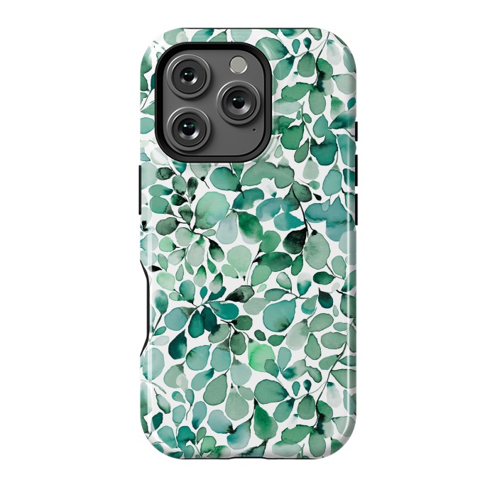 iPhone 16 Pro StrongFit Leaffy Botanical Green Eucalyptus by Ninola Design