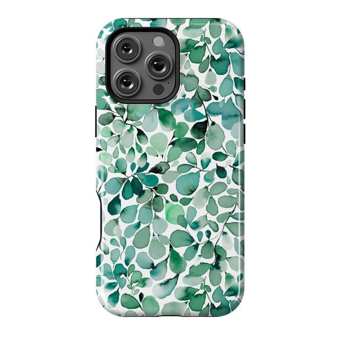 iPhone 16 Pro Max StrongFit Leaffy Botanical Green Eucalyptus by Ninola Design