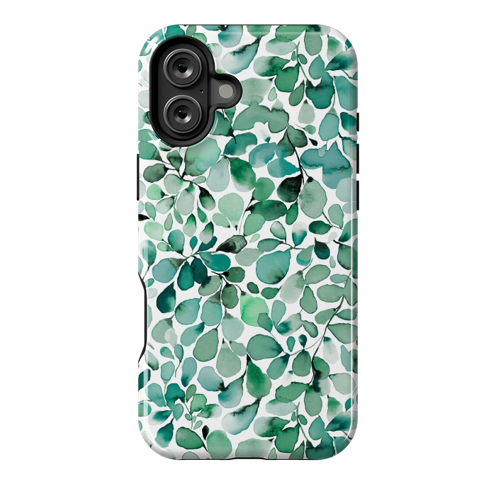 iPhone 16 Plus StrongFit Leaffy Botanical Green Eucalyptus by Ninola Design