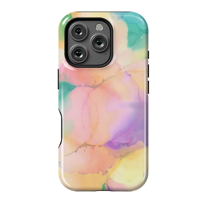 iPhone 16 Pro StrongFit Rainbow watercolor abstract painting - modern splats by Oana 