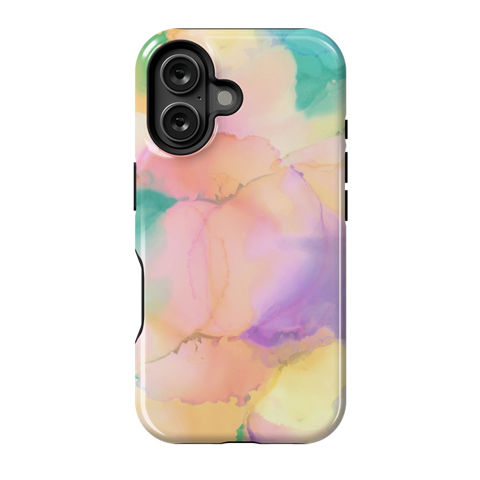 iPhone 16 StrongFit Rainbow watercolor abstract painting - modern splats by Oana 