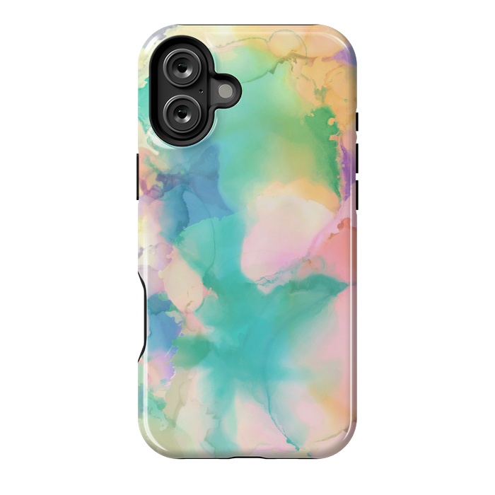 iPhone 16 Plus StrongFit Rainbow watercolor abstract painting - modern splats by Oana 