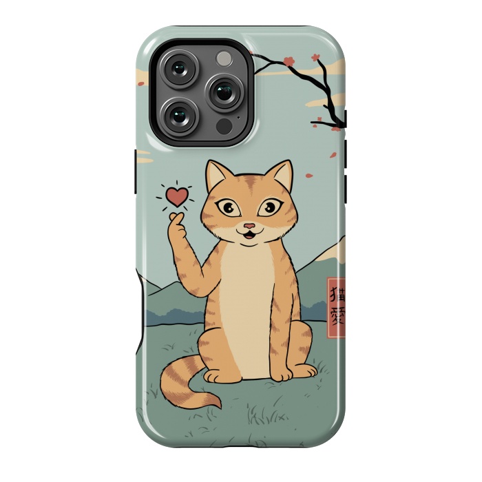 iPhone 16 Pro Max StrongFit Cat finger heart symbol by Coffee Man