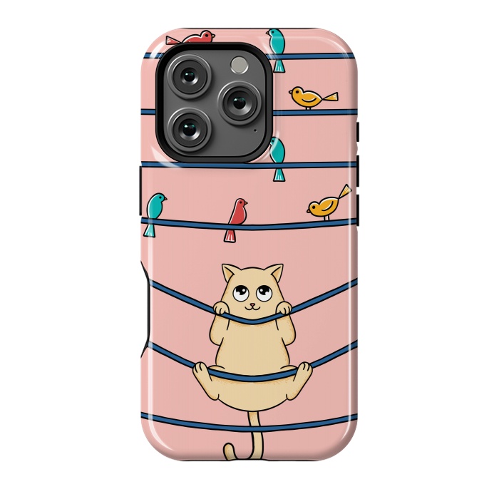 iPhone 16 Pro StrongFit Cat and birds by Coffee Man