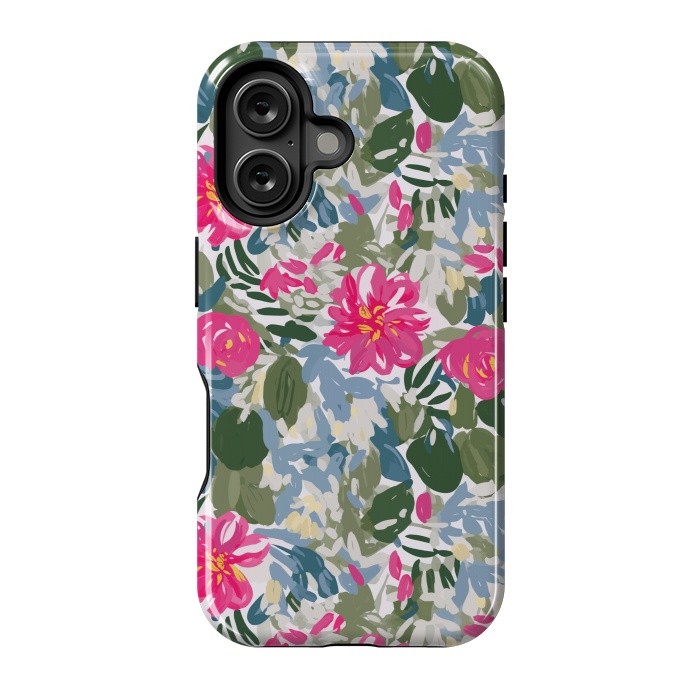 iPhone 16 StrongFit Pink magenta floral  by Josie