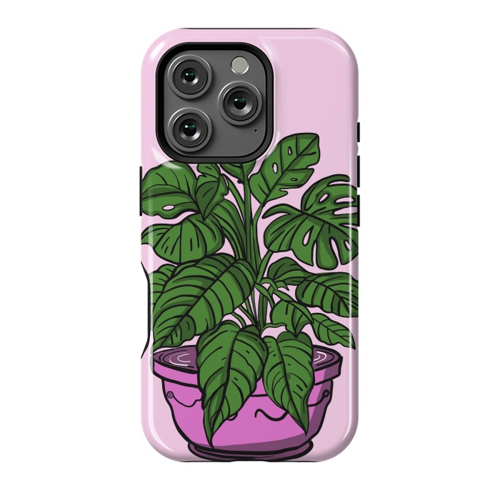 iPhone 16 Pro StrongFit Monstera leaves in a potted plant by Josie