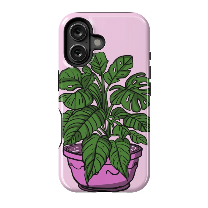 iPhone 16 StrongFit Monstera leaves in a potted plant by Josie