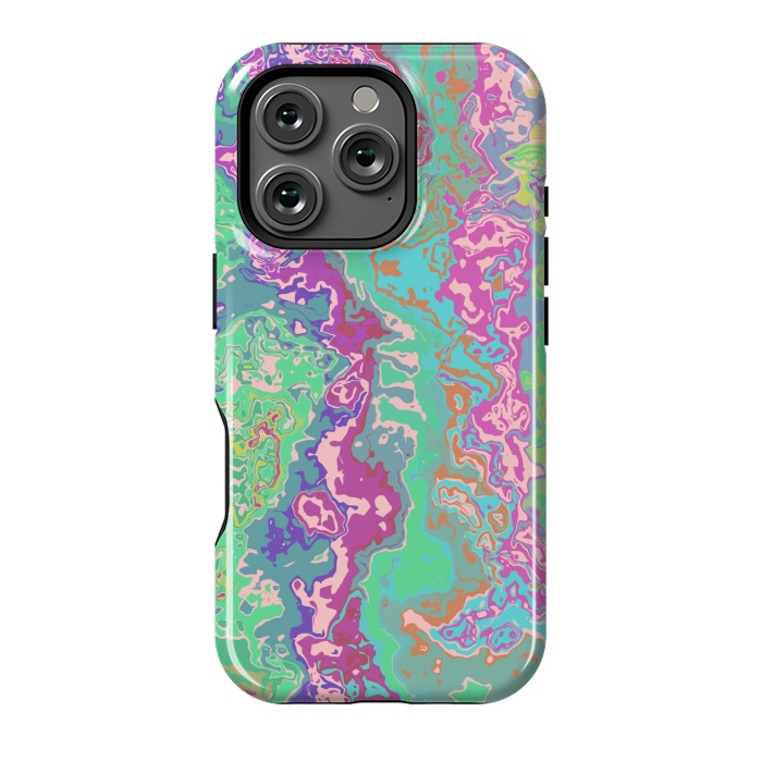 iPhone 16 Pro StrongFit Marble pink green fluid art by Josie