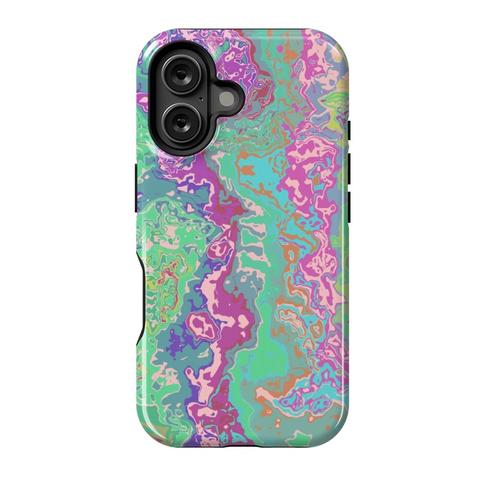 iPhone 16 StrongFit Marble pink green fluid art by Josie