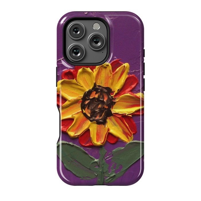 iPhone 16 Pro StrongFit Sunflower acrylic painting by ArtKingdom7