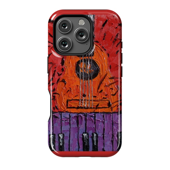 iPhone 16 Pro StrongFit Guitar oil painting,  palette knife art by ArtKingdom7