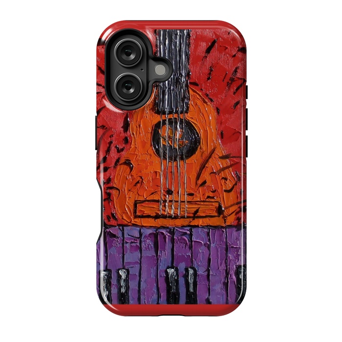 iPhone 16 StrongFit Guitar oil painting,  palette knife art by ArtKingdom7