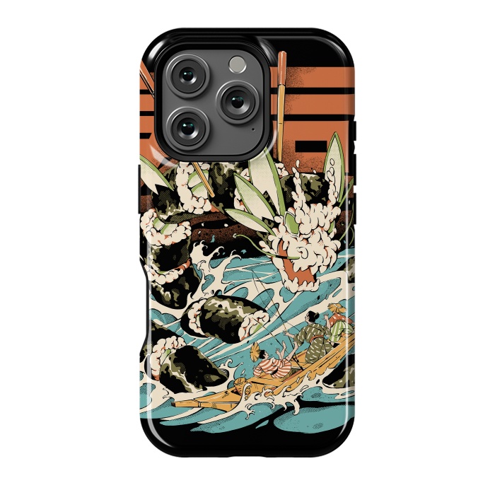 iPhone 16 Pro StrongFit Cucumber Sushi Dragon - Black by Ilustrata