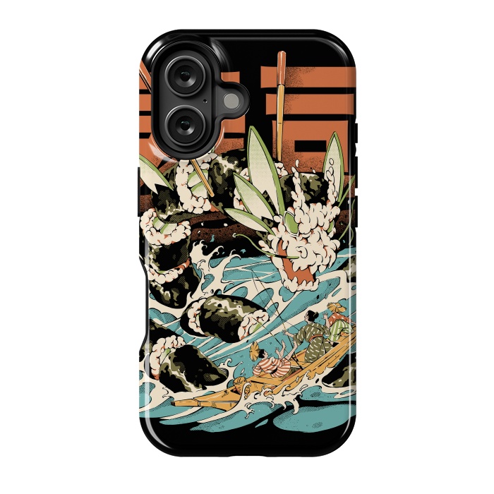 iPhone 16 StrongFit Cucumber Sushi Dragon - Black by Ilustrata