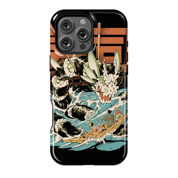 iPhone 16 Pro Max StrongFit Cucumber Sushi Dragon - Black by Ilustrata