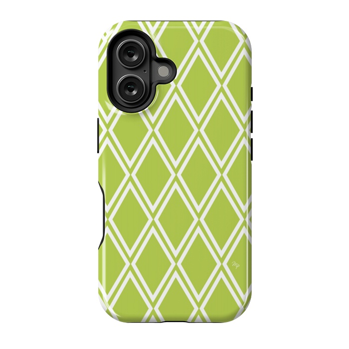 iPhone 16 StrongFit Elegant green Checks by Martina