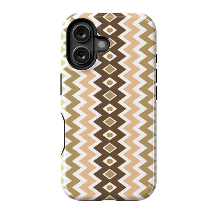 iPhone 16 StrongFit Beige Chevron Love by Martina