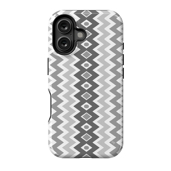 iPhone 16 StrongFit Unisex gray chevron by Martina