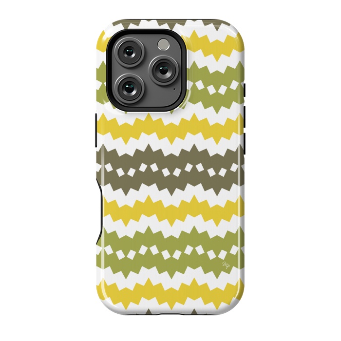 iPhone 16 Pro StrongFit Green Playful chevron by Martina