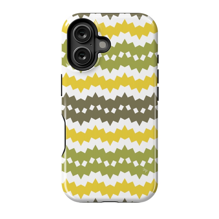 iPhone 16 StrongFit Green Playful chevron by Martina