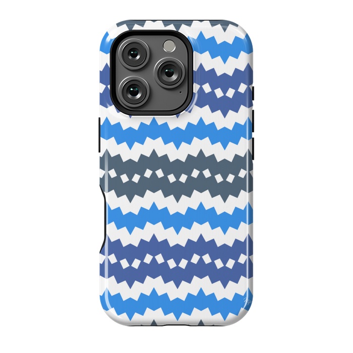 iPhone 16 Pro StrongFit Blue Playful CHevron by Martina