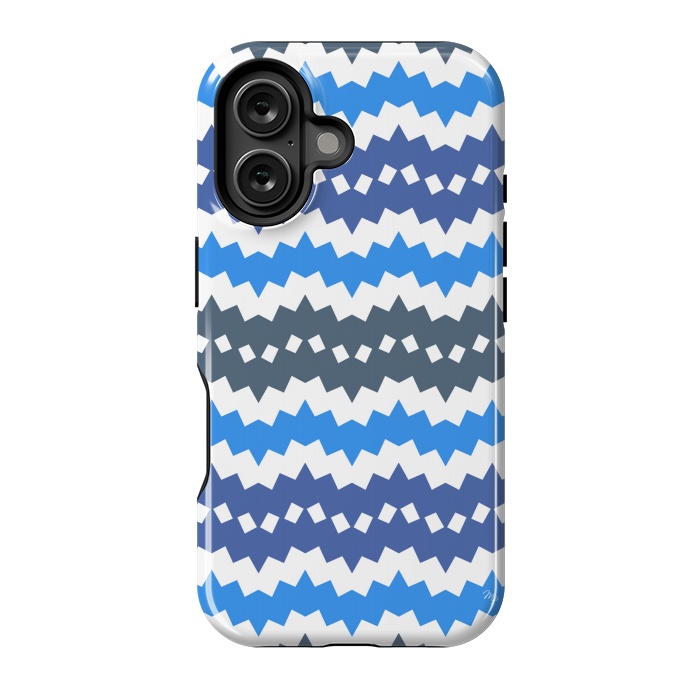 iPhone 16 StrongFit Blue Playful CHevron by Martina