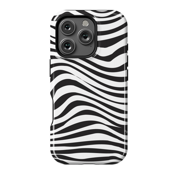 iPhone 16 Pro StrongFit Modern retro black and white waves by Martina