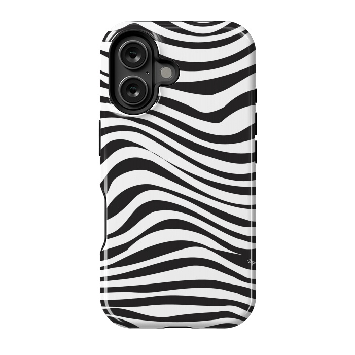 iPhone 16 StrongFit Modern retro black and white waves by Martina