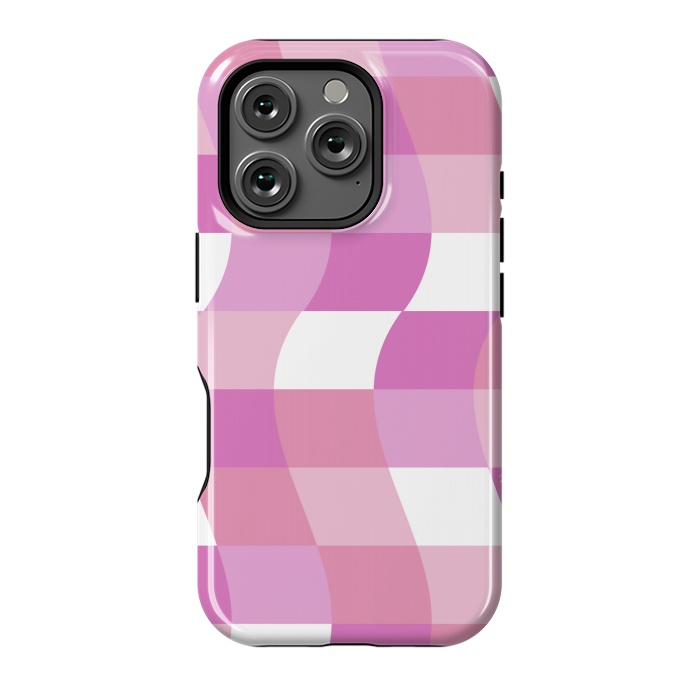 iPhone 16 Pro StrongFit Modern retro pink cube waves by Martina