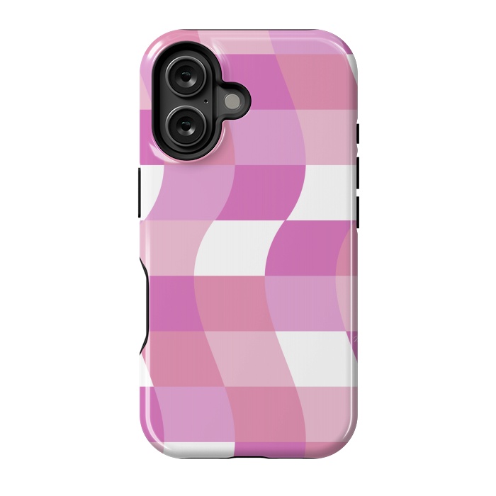 iPhone 16 StrongFit Modern retro pink cube waves by Martina