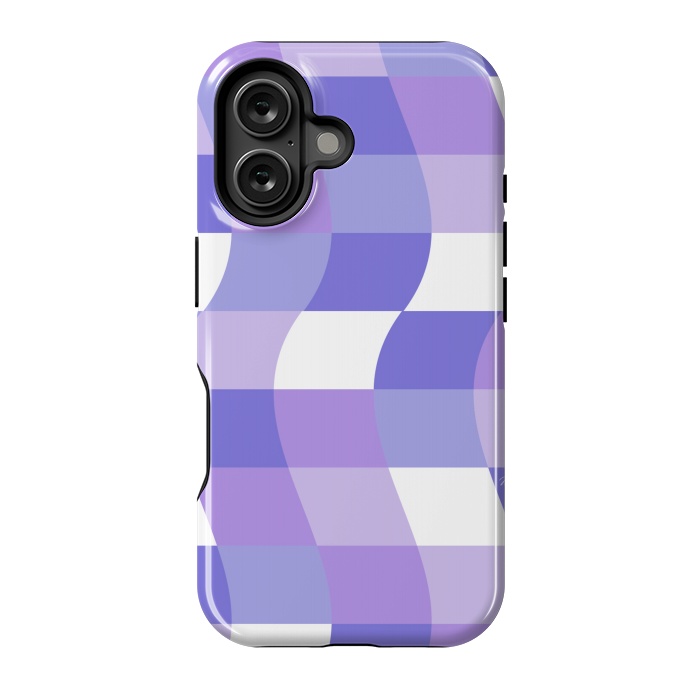 iPhone 16 StrongFit Modern retro purple cube waves by Martina