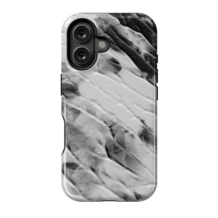 iPhone 16 StrongFit Modern organic black and white paint by Martina