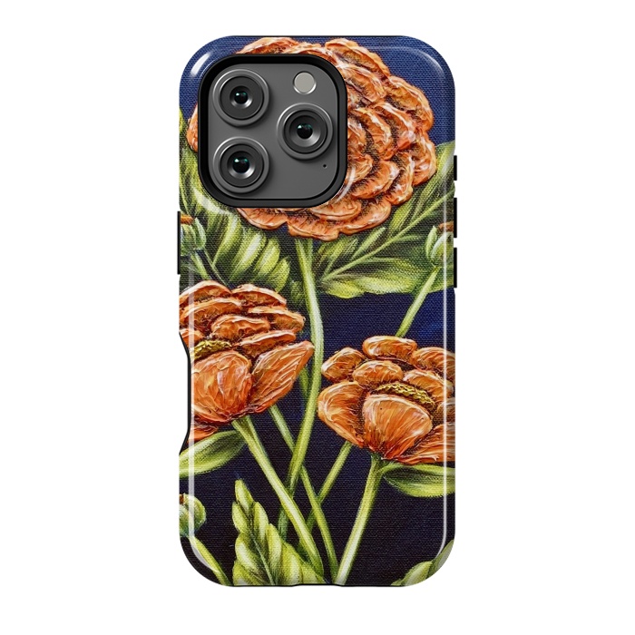 iPhone 16 Pro StrongFit Orange Peonies by Denise Cassidy Wood