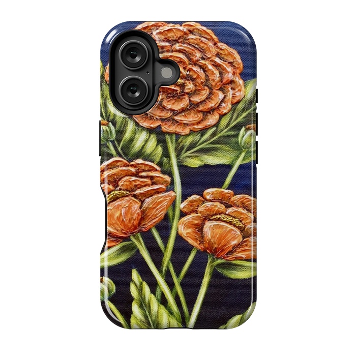 iPhone 16 StrongFit Orange Peonies by Denise Cassidy Wood