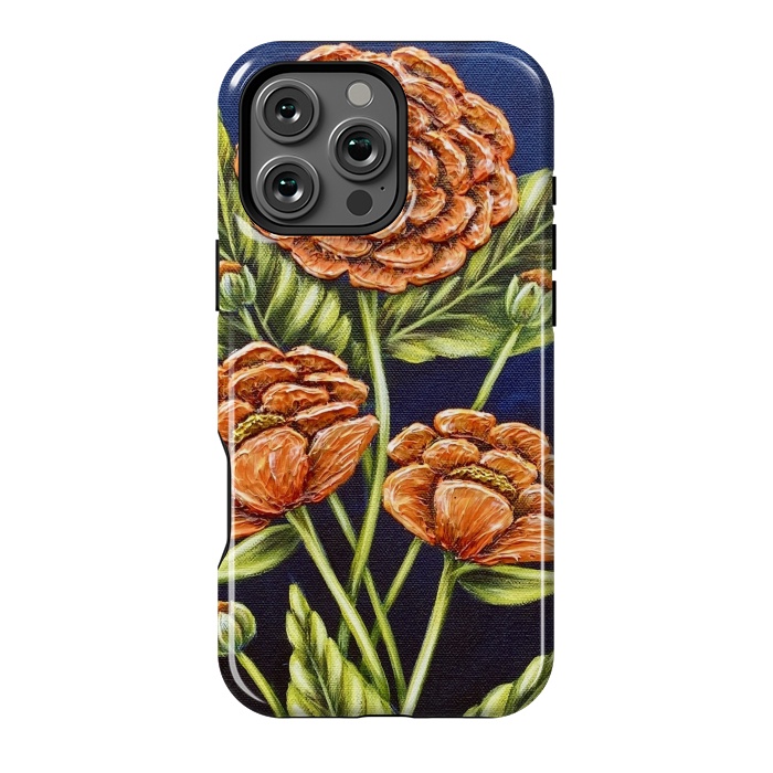 iPhone 16 Pro Max StrongFit Orange Peonies by Denise Cassidy Wood