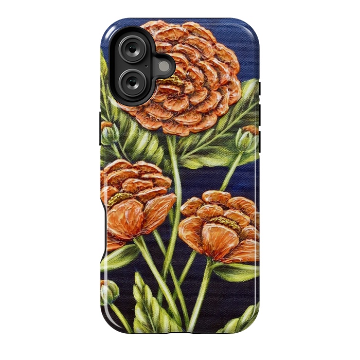 iPhone 16 Plus StrongFit Orange Peonies by Denise Cassidy Wood