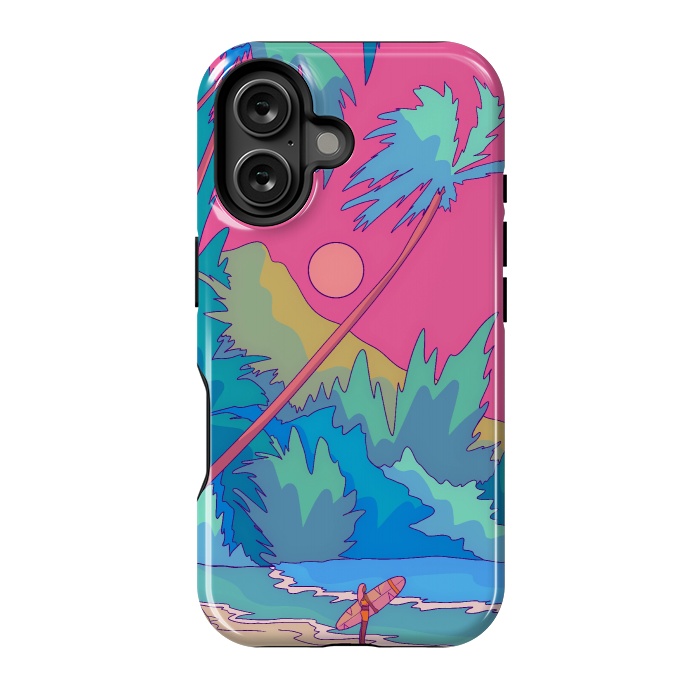 iPhone 16 StrongFit Pink sky beach by Steve Wade (Swade)