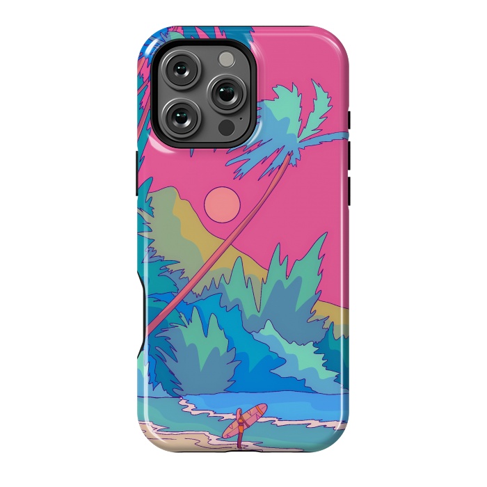 iPhone 16 Pro Max StrongFit Pink sky beach by Steve Wade (Swade)