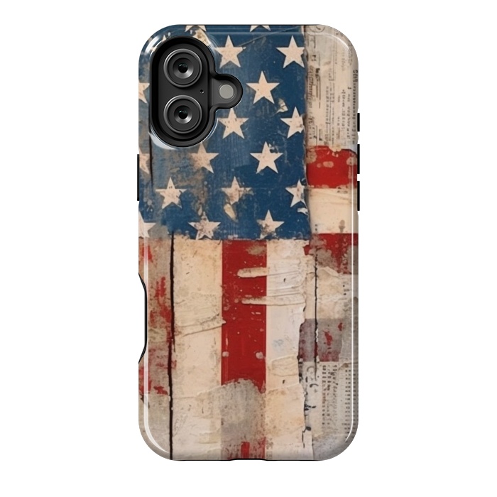 iPhone 16 Plus StrongFit Vintage American flag by haroulita