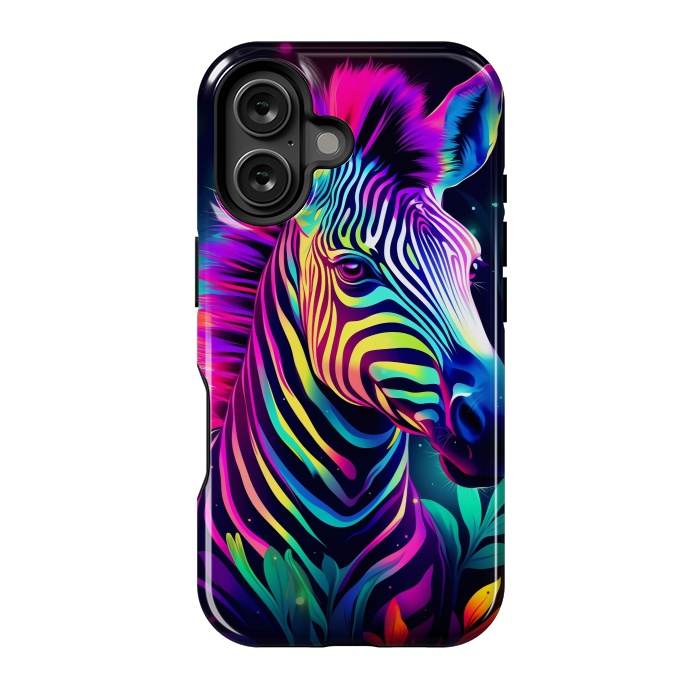 iPhone 16 StrongFit colorful zebra by haroulita